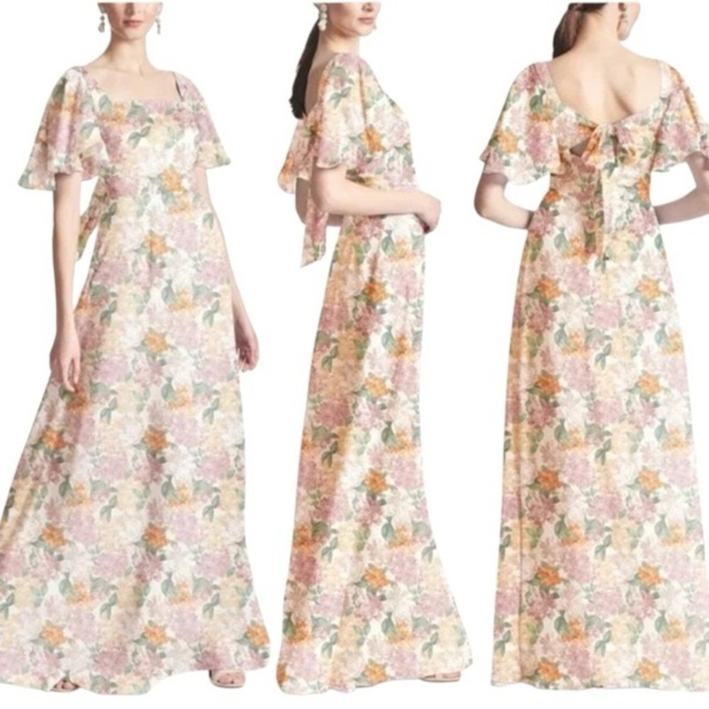 SACHIN & BABI Aurora Gown Maxi Dress Antique Bouquet Sz 10 Floral Wedding Party